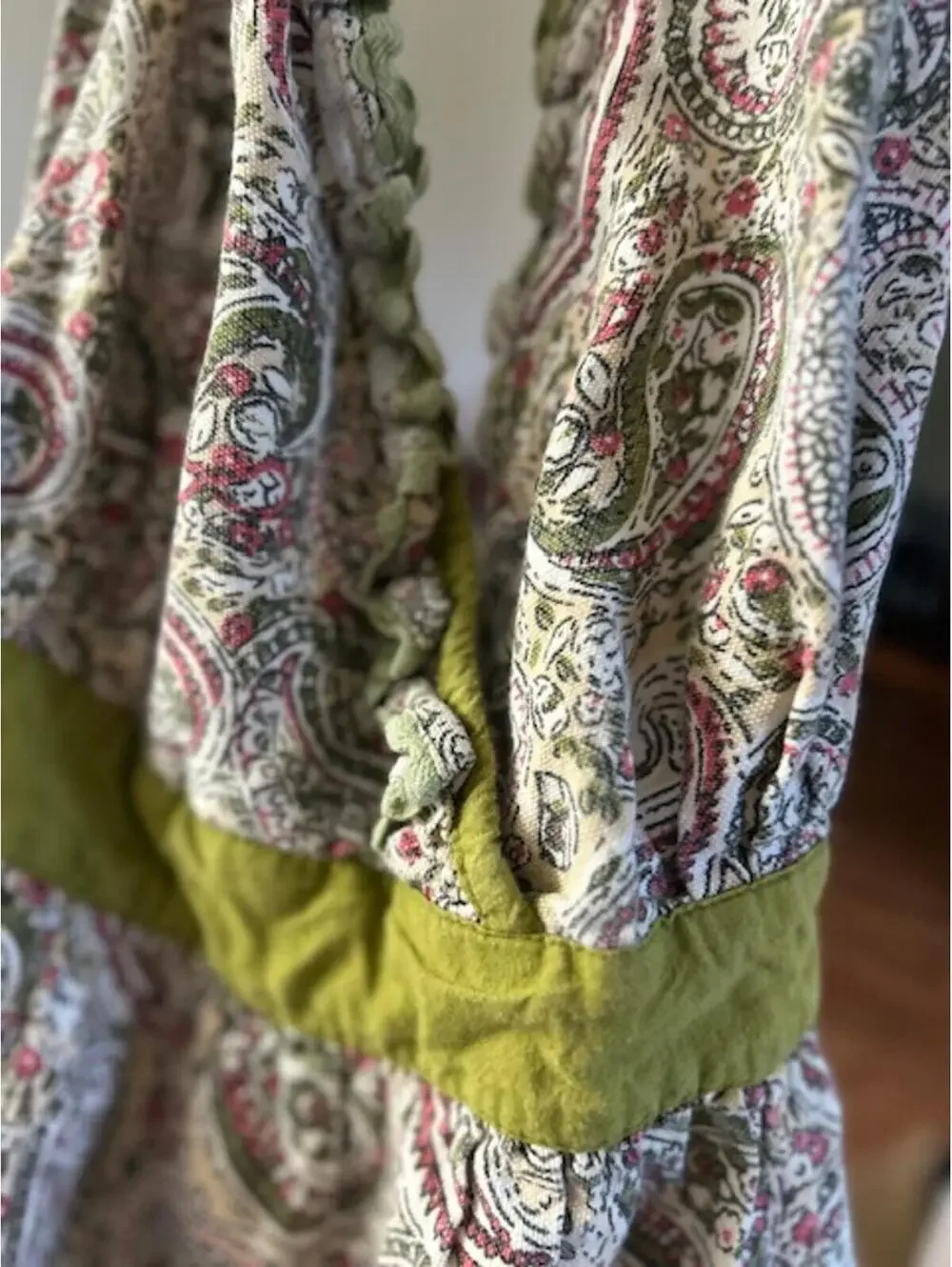 Bohemian Style Paisley Halter Dress Apron with Green Accents